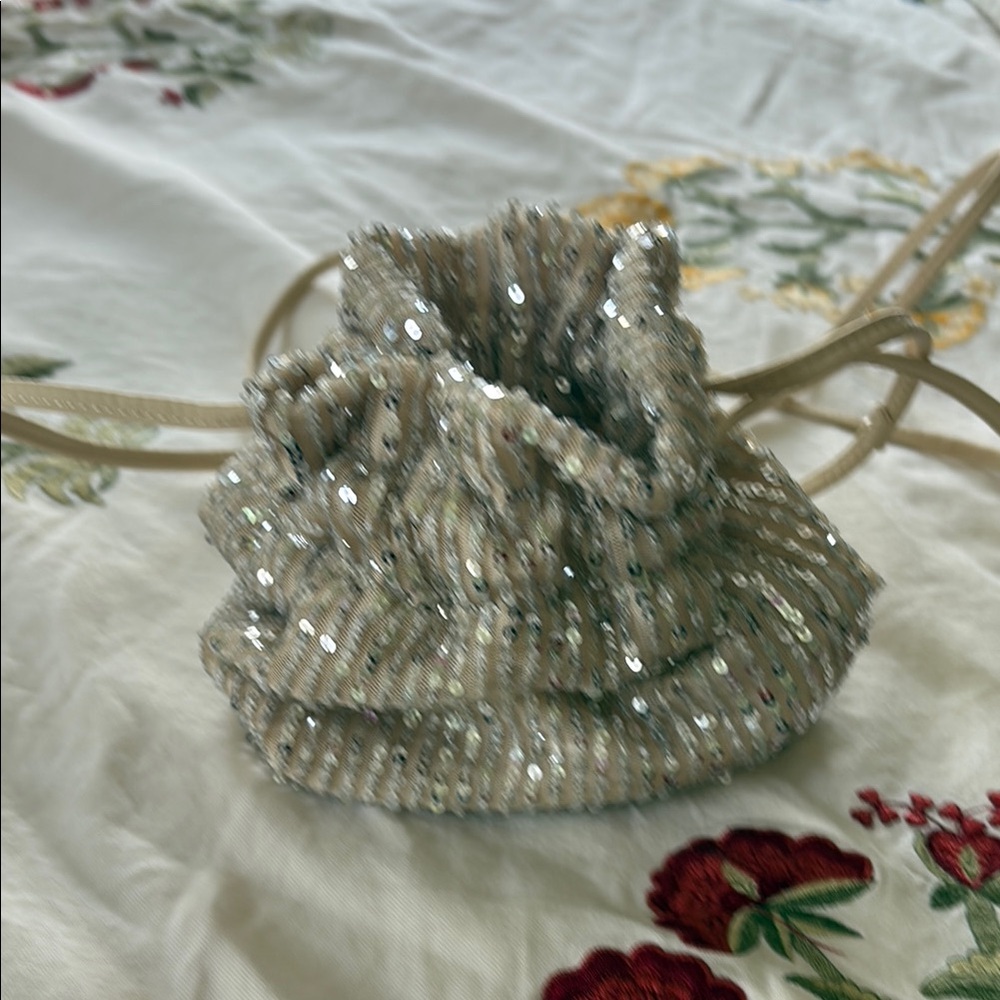 LOFT Shimmering Silver Sequin Pouch